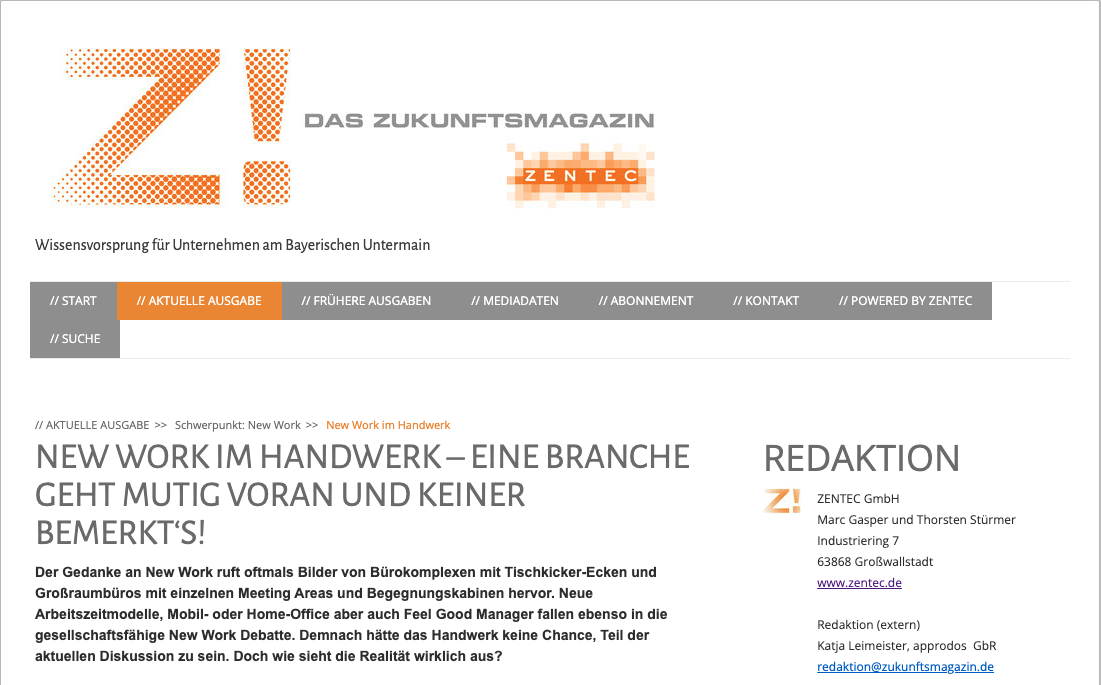 Z! Das Zukunftsmagazin - New Work im Handwerk von Nicole M. Pfeffer